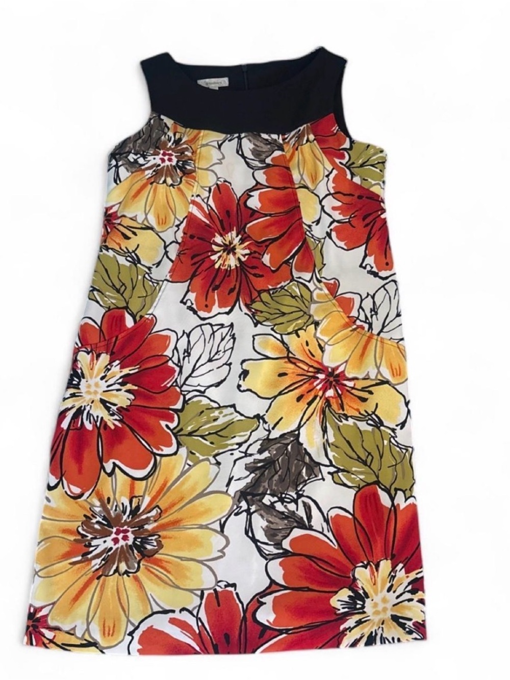 dressbarn Black Dress with Subtle Floral Trim